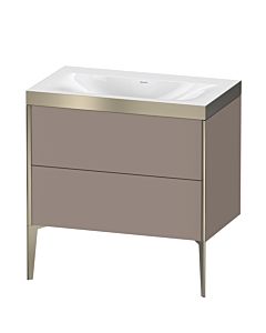 Duravit XViu Waschtisch-Unterschrank XV4710NB143P 80x48cm, 2 Auszüge, ohne Hahnloch, champagner matt, Rahmen P, basalt matt