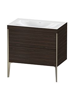 Duravit Meuble sous-vasque XViu XV4710NB169C 80x48cm, 2 coulissants, sans trou pour robinet, champagne mat, Rahmen C, noyer brossé