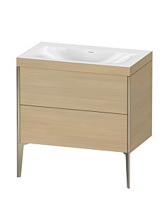 Duravit XViu Waschtisch-Unterschrank XV4710NB171C 80x48cm, 2 Auszüge, ohne Hahnloch, champagner matt, Rahmen C, mediterrane eiche