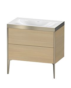 Duravit Meuble sous-vasque XViu XV4710NB171P 80x48cm, 2 coulissants, sans trou pour robinet, champagne mat, Rahmen P, chêne méditerranéen