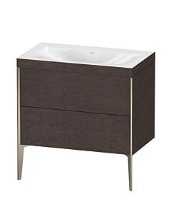 Duravit Meuble sous-vasque XViu XV4710NB172C 80x48cm, 2 coulissants, sans trou pour robinet, champagne mat, Rahmen C, chêne foncé brossé
