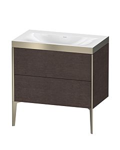 Duravit Meuble sous-vasque XViu XV4710NB172P 80x48cm, 2 coulissants, sans trou pour robinet, champagne mat, Rahmen P, chêne foncé brossé