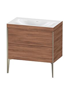 Duravit XViu Waschtisch-Unterschrank XV4710NB179C 80x48cm, 2 Auszüge, ohne Hahnloch, champagner matt, Rahmen C, nussbaum natur
