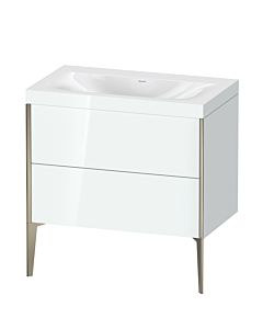 Duravit Meuble sous-vasque XViu XV4710NB185C 80x48cm, 2 coulissants, sans trou pour robinet, champagne mat, Rahmen C, blanc brillant