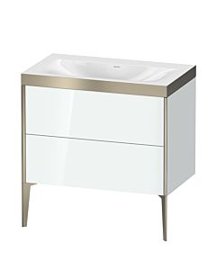 Duravit XViu vanity unit XV4710NB185P 80x48cm, 2 pull-outs, without tap hole, matt champagne, Rahmen P, white high gloss