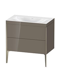 Duravit Meuble sous-vasque XViu XV4710NB189C 80x48cm, 2 coulissants, sans trou pour robinet, champagne mat, Rahmen C, gris flanelle brillant