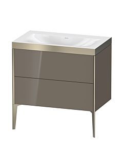 Duravit Meuble sous-vasque XViu XV4710NB189P 80x48cm, 2 coulissants, sans trou pour robinet, champagne mat, Rahmen P, gris flanelle brillant