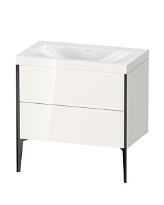 Duravit Meuble sous-vasque XViu XV4710NB222C 80x48cm, 2 coulissants, sans trou pour robinetterie, noir mat, Rahmen C, blanc brillant