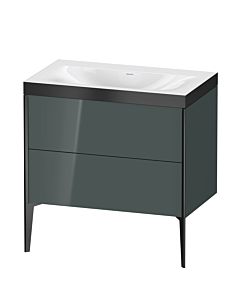 Duravit XViu vanity unit XV4710NB238P 80x48cm, 2 pull-outs, without tap hole, matt black, Rahmen P, dolomiti gray high gloss