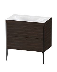 Duravit XViu Waschtisch-Unterschrank XV4710NB269C 80x48cm, 2 Auszüge, ohne Hahnloch, schwarz matt, Rahmen C, nussbaum gebürstet