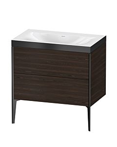 Duravit XViu vanity unit XV4710NB269P 80x48cm, 2 pull-outs, without tap hole, matt black, Rahmen P, brushed walnut