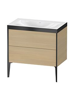 Duravit XViu Waschtisch-Unterschrank XV4710NB271P 80x48cm, 2 Auszüge, ohne Hahnloch, schwarz matt, Rahmen P, mediterrane eiche