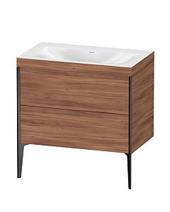 Duravit XViu Waschtisch-Unterschrank XV4710NB279C 80x48cm, 2 Auszüge, ohne Hahnloch, schwarz matt, Rahmen C, nussbaum natur