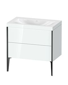 Duravit Meuble sous-vasque XViu XV4710NB285C 80x48cm, 2 coulissants, sans trou pour robinet, noir mat, Rahmen C, blanc brillant