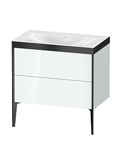 Duravit XViu vanity unit XV4710NB285P 80x48cm, 2 pull-outs, without tap hole, black matt, Rahmen P, white high gloss