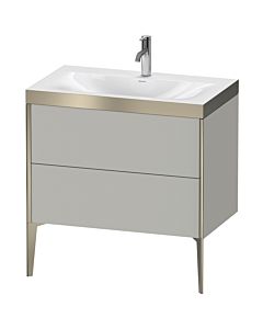 Duravit XViu vanity unit XV4710OB107P 80x48cm, 2 2000 outs, match2 tap hole, matt champagne, Rahmen P, matt concrete gray