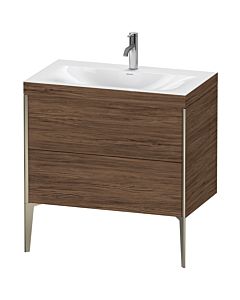 Duravit XViu vanity unit XV4710OB121C 80x48cm, 2 2000 outs, match2 tap hole, matt champagne, Rahmen C, dark walnut