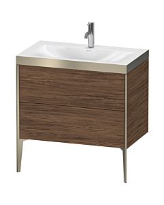 Duravit meuble XViu XV4710OB121P 80x48cm, 2 2000 - out, Match2 trou de coulée, champagne mat, Rahmen P, noyer noir