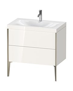 Duravit XViu meuble XV4710OB122C 80x48cm, 2 2000 - out, match3 trou de coulée, champagne mat, Rahmen C, blanc haute brillance