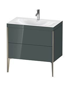 Duravit XViu vanity unit XV4710OB138C 80x48cm, 2 2000 outs, match2 tap hole, matt champagne, Rahmen C, dolomiti gray high gloss