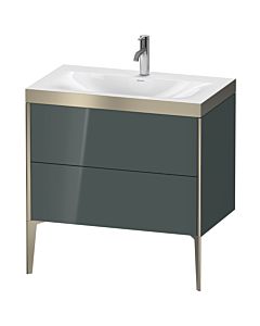 Duravit XViu vanity unit XV4710OB138P 80x48cm, 2 2000 outs, match2 tap hole, matt champagne, Rahmen P, dolomiti gray high gloss