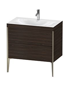 Duravit XViu vanity unit XV4710OB169C 80x48cm, 2 2000 outs, match2 tap hole, matt champagne, Rahmen C, brushed walnut
