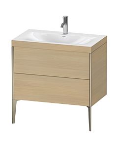 Duravit XViu vanity unit XV4710OB171C 80x48cm, 2 2000 outs, match2 tap hole, matt champagne, Rahmen C, Mediterranean oak