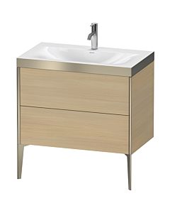 Duravit XViu Waschtisch-Unterschrank XV4710OB171P 80x48cm, 2 Auszüge, 1 Hahnloch, champagner matt, Rahmen P, mediterrane eiche