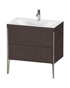 Duravit meuble XViu XV4710OB172C 80x48cm, 2 2000 - out, Match2 trou de coulée, champagne mat, Rahmen C, brossé chêne foncé