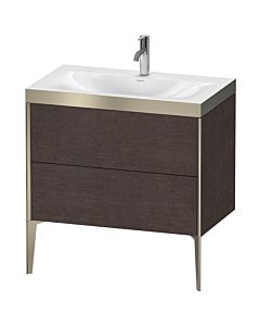 Duravit XViu vanity unit XV4710OB172P 80x48cm, 2 2000 outs, match2 tap hole, matt champagne, Rahmen P, brushed dark oak