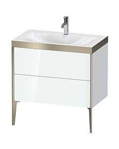 Duravit XViu vanity unit XV4710OB185P 80x48cm, 2 2000 outs, match2 tap hole, matt champagne, Rahmen P, white high gloss