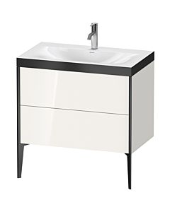 Duravit meuble XViu XV4710OB222P 80x48cm, 2 2000 - out, match3 trou de coulée, noir mat, Rahmen P, blanc haute brillance,