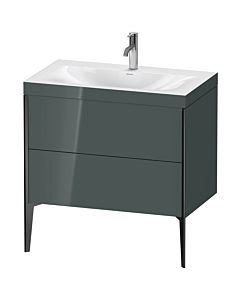 Duravit XViu vanity unit XV4710OB238C 80x48cm, 2 2000 outs, match2 tap hole, matt black, Rahmen C, dolomiti gray high gloss