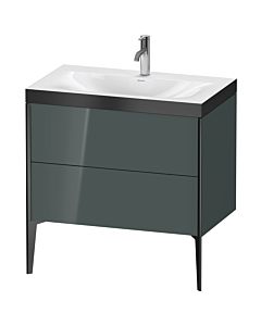 Duravit XViu vanity unit XV4710OB238P 80x48cm, 2 2000 outs, match2 tap hole, matt black, Rahmen P, dolomiti gray high gloss