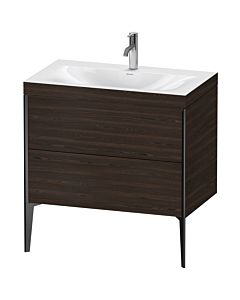 Duravit XViu Waschtisch-Unterschrank XV4710OB269C 80x48cm, 2 Auszüge, 1 Hahnloch, schwarz matt, Rahmen C, nussbaum gebürstet