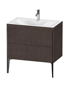 Duravit XViu Waschtisch-Unterschrank XV4710OB272C 80x48cm, 2 Auszüge, 1 Hahnloch, schwarz matt, Rahmen C, eiche dunkel gebürstet
