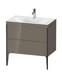 Duravit XViu meuble XV4710OB289C 80x48cm, 2 2000 - out, Match2 trou de coulée, noir mat, Rahmen C, flanelle gris brillant