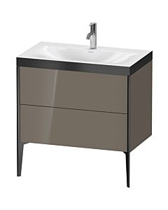 Duravit XViu meuble XV4710OB289P 80x48cm, 2 2000 - out, Match2 trou de coulée, noir mat, Rahmen P, flanelle gris brillant