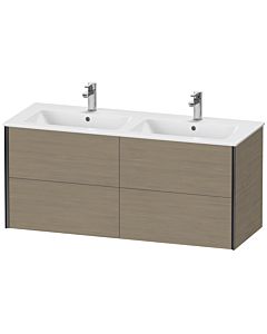 Duravit XViu Waschtisch-Unterschrank XV41290B235 128x48x56cm, 4 Schubkästen, wandhängend, schwarz matt, Eiche terra