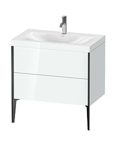 Duravit meuble XViu XV4710OB285C 80x48cm, 2 2000 - out, match3 trou de coulée, noir mat, Rahmen C, blanc haute brillance