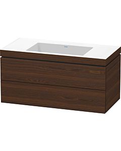 L-Cube Duravit vasque LC6928N6969 100 x 48 cm, sans trou pour robinet, noyer brossé, 2 tiroirs