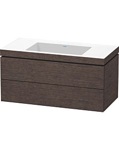 Duravit L-Cube Waschtisch-Unterschrank LC6928N7272 100 x 48 cm, ohne Hahnloch, eiche dunkel gebürstet, 2 Schubkästen