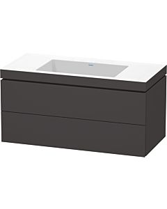 Duravit L-Cube Waschtisch-Unterschrank LC6928N8080 100 x 48 cm, ohne Hahnloch, graphit supermatt, 2 Schubkästen