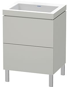 Duravit L-Cube Waschtisch-Unterschrank LC6936N0707 60 x 48 cm, ohne Hahnloch, betongrau matt, 2 Auszüge, bodenstehend