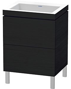 L-Cube Duravit vasque LC6936N1616 60 x 48 cm, sans trou pour robinet, chêne noir, 2 coulissants, sur pied