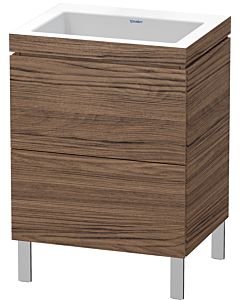 Duravit L-Cube vanity unit LC6936N2121 60 x 48 cm, without tap hole, dark walnut, 2 pull-outs, floor-standing
