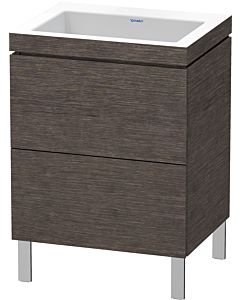 L-Cube Duravit vasque LC6936N7272 60 x 48 cm, sans trou pour robinet, chêne foncé brossé, 2 coulissants, sur pied