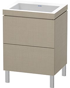 Duravit L-Cube vanity unit LC6936N7575 60 x 48 cm, without tap hole, linen, 2 pull-outs, floor-standing