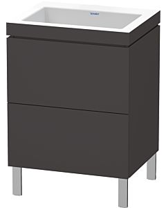 L-Cube Duravit vasque LC6936N8080 60 x 48 cm, sans trou pour robinet, graphite super mat, 2 coulissants, au sol