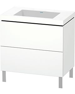 L-Cube Duravit vasque LC6937N1818 80 x 48 cm, sans trou pour robinet, blanc mat, 2 coulissants, au sol